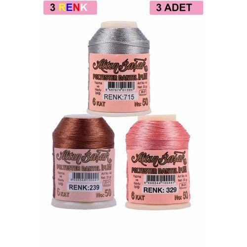 3 Adet Altınbaşak Oya ve Dantel İpi 20 gr - Royaleks - No: 239 - 329 - 715