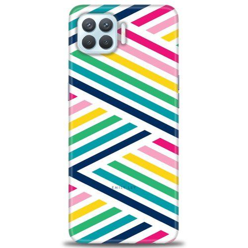 Oppo Reno 4 Lite Kılıf HD Baskılı Kılıf - Renkli Çubuklar + Tam Ekran Koruyucu