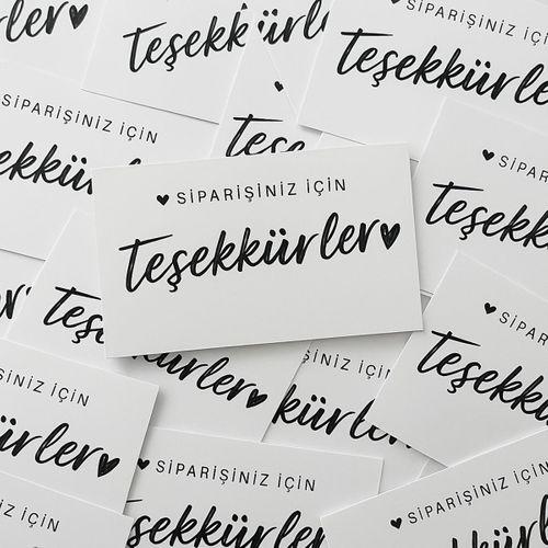 ’’Siparişiniz için teşekkürler’’ Teşekkür Kartı 100 Ad 8x5cm 300 gr Mat Kuşe