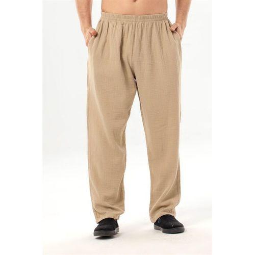 Beli Lastikli Yandan Çift Cepli Müslin Şalvar Pantolon Vizon Vzn