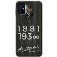 Samsung Galaxy M31s HD Baskılı Kılıf + 9D Tam Ekran Koruyucu - Atatürk Ahşap İmza