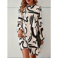 Kadın Uzun Kollu Balıkçı Yaka Desenli şardonlu Dalgıç Elbise