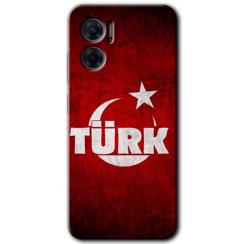 Xiaomi Redmi Note 11E HD Baskılı Kılıf + 9D Tam Ekran Koruyucu - Ayyıldız Türk