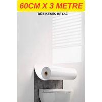 Kendinden Yapışkanlı 60cm x 3 Metre Rulo Düz Kemik Beyaz Parlak Kaplama Köpük Duvar Paneli Kağıdı