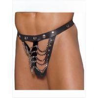 Fantezi Deri Zincirli Erkek Tanga İç Çamaşırı