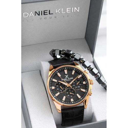 Daniel Klein Erkek Kol Saati 30 Metre Suya Dayanıklı Deri Kordon + Bileklik Hediyeli VS.BLKT.0821