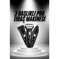 3'lü Set Saç Sakal Kesme Traş Makinesi Burun Kılı Alma Tıraş Makinesi