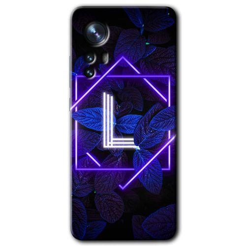 Xiaomi Mi 12 Pro Kılıf HD Desen Baskılı Arka Kapak - Dark Neon Yaprak L Harfi