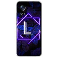 Xiaomi Mi 12 Pro Kılıf HD Desen Baskılı Arka Kapak - Dark Neon Yaprak L Harfi