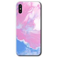 MRCİLETİSİM Xiaomi Redmi 9A Kılıf Baskılı Kapak - Liquid Lekeler Art + 5D Tam Kaplayan Cam