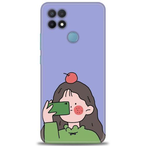 Oppo A15S Kılıf HD Baskılı Kılıf - Yeşil Kız + Tam Ekran Koruyucu