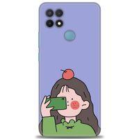 Oppo A15S Kılıf HD Baskılı Kılıf - Yeşil Kız + Tam Ekran Koruyucu