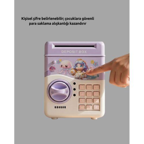 Elektronik Şifreli ATM Görünümlü Çocuk Kumbarası Mor