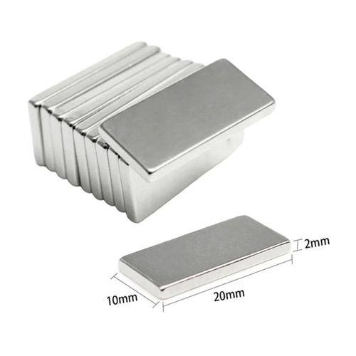 2 Adet 20x10x2 Mm Neodyum Mıknatıs Köşeli Magnet N35 Nikel Kaplama Güçlü Kaliteli Dayanıklı