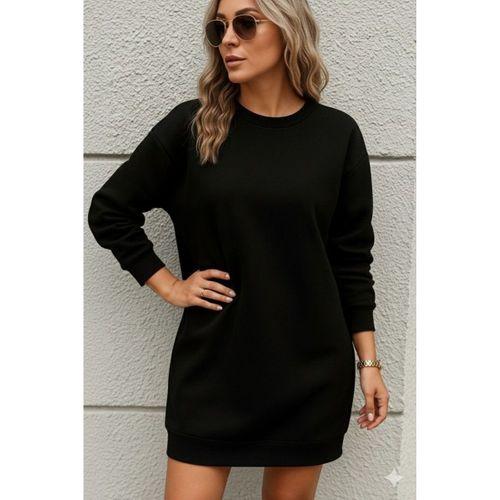 Kadın Uzun Kollu Bisiklet Yaka Iki Iplik Elbise