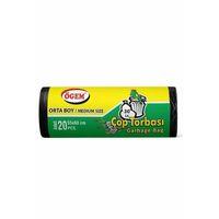 Orta Boy Çöp Torbası 55 x 60 cm 20 Li Rulo x 5 Paket = 100 Adet (Siyah)