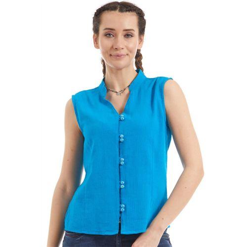 Şile Bezi Turkuaz Düğmeli Bluz