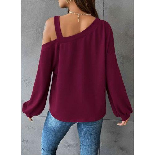 Kadın Uzun Kollu Tek Omuz Askı Detay Salaş Dalgıç Bluz