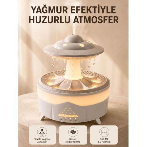 Ufo Tasarımlı 350 Ml Hava Nemlendirici Renkli Ortam Işığı Yağmur Efektli Difüzör