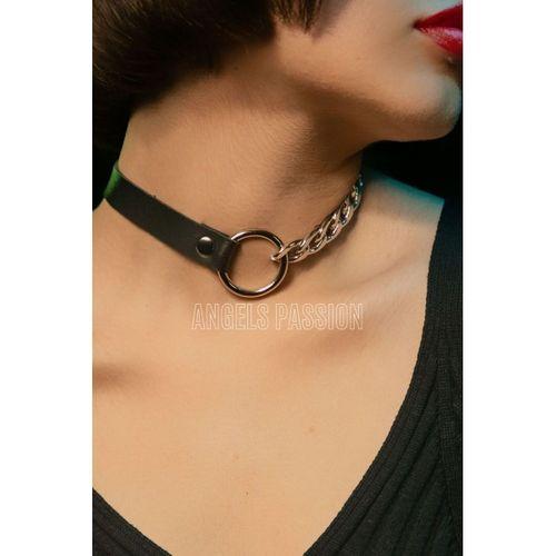 Zincirli Deri Choker, Zincir Detaylı Seksi Choker - APFT590