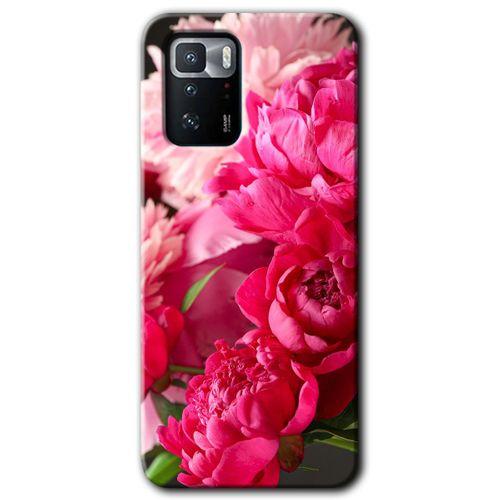 Poco x3 GT Kılıf HD Desen Baskılı Arka Kapak + Temperli Cam - Kırmızı Beyaz Gül