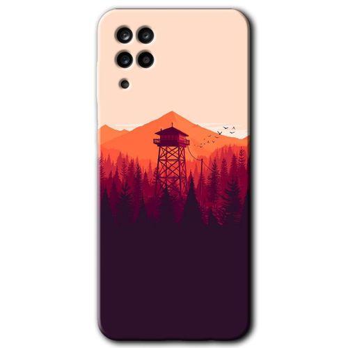 Samsung Galaxy A12 Kılıf Baskılı Kapak - Gözlem Kulesi + 5D Tam Kaplayan Cam