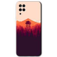 Samsung Galaxy A12 Kılıf Baskılı Kapak - Gözlem Kulesi + 5D Tam Kaplayan Cam