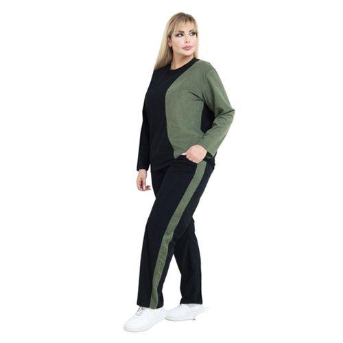 Melsay Butik Siyah Yeşil Fitilli Kadife Yarım Garni Kadın Eşofman Takımı