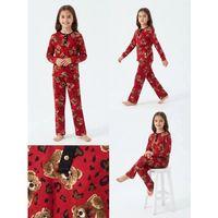 6/14 Yaş Ayıcık Baskılı Pamuk Penye Çocuk Pijama Takımı