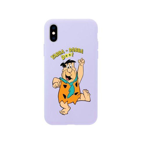 iPhone X Taş Devri Fredd Çakmaktaş Tasarımlı Lila Telefon Kılıfı
