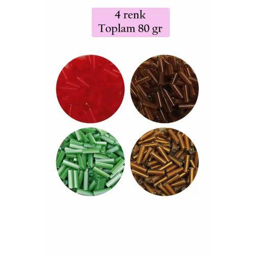 Uzun Boru Kesme Boncuk Çap 2mm Uzunluk 10 mm - 4 Renk - Toplam 80 Gram - BNC431