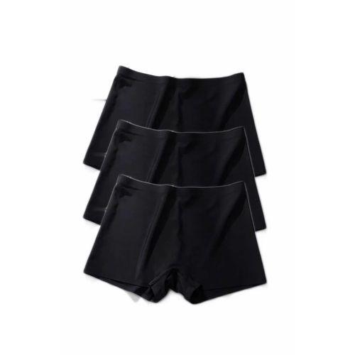 3 Adet Kadın Dikişsiz Görünmez İz Yapmaz Mini Şort Boxer Siyah