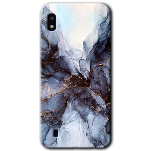 Galaxy A10 Kılıf HD Desen Baskılı Arka Kapak - Otantik Mermer + Kırılmaz Cam