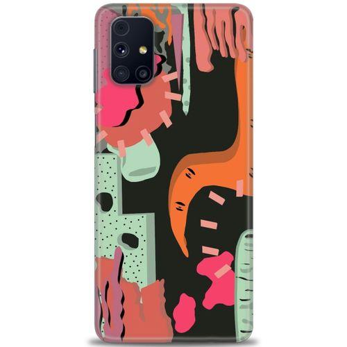 Samsung Galaxy M31S Kılıf HD Baskılı Kılıf - Turuncu Siyah + Tam Ekran Koruyucu