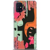 Samsung Galaxy M31S Kılıf HD Baskılı Kılıf - Turuncu Siyah + Tam Ekran Koruyucu