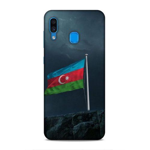 Samsung Galaxy A30 Uyumlu Kılıf Azarbaijan (27) Tasarımlı Kılıf Mavi Beyaz