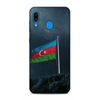 Samsung Galaxy A30 Uyumlu Kılıf Azarbaijan (27) Tasarımlı Kılıf Mavi Beyaz