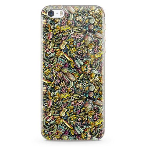 Apple iPhone 5s Kılıf Şapka Eldiven Doodle Arka Kapak Koruma Desenli Full Koruyucu