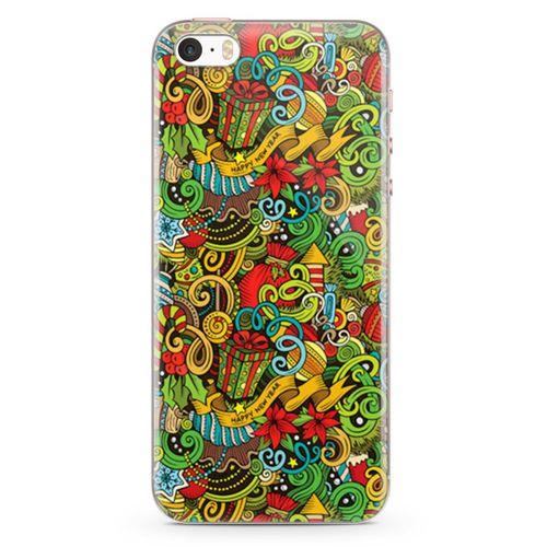 Apple iPhone SE Kılıf Doodle Happy New Year Arka Kapak Koruma Desenli Full Koruyucu