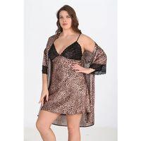 Büyük Beden 2li Leopar Sabahlık Takımı Bigsize 6203