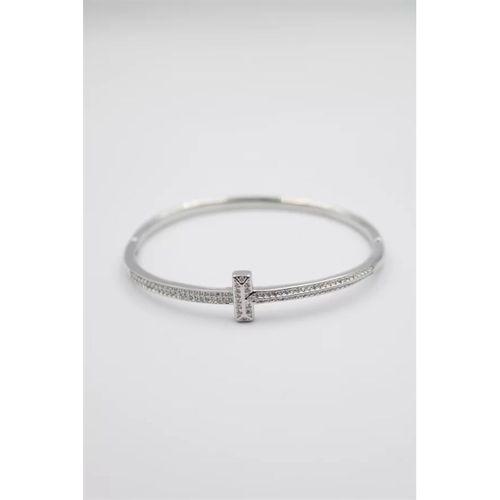 Taşlı Vip Bilezik - Gümüş