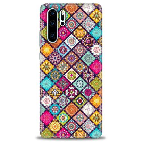 Huawei P30 Pro Kılıf HD Baskılı Kılıf - Renkli Mozaik + Tam Ekran Koruyucu