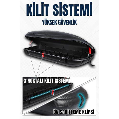 S-Dizayn Araç Üzeri Port Bagaj Karbon Fiber Desen 430 Litre Enjeksiyon Plastik A+ Kalite