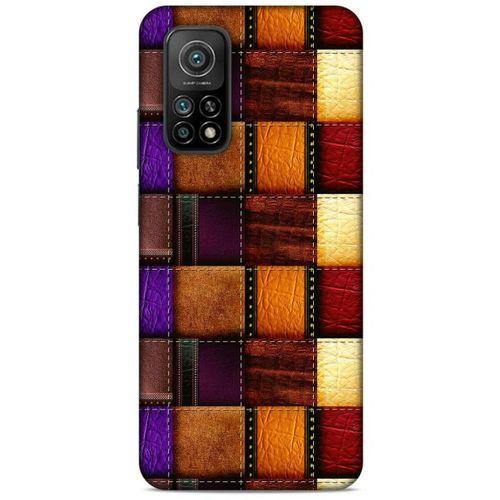 Xiaomi Mi 10T 5G Kılıf Patchwork (44) Tough Armor Kılıf Mor Kahve