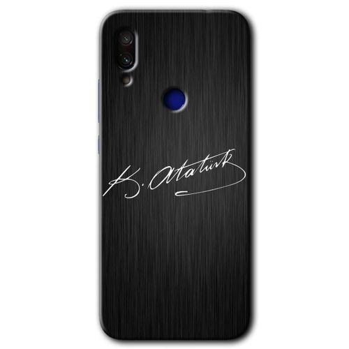 Redmi Note 7 Kılıf HD Desen Baskılı Arka Kapak - İmza Atatürk + Kırılmaz Cam