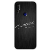 Redmi Note 7 Kılıf HD Desen Baskılı Arka Kapak - İmza Atatürk + Kırılmaz Cam