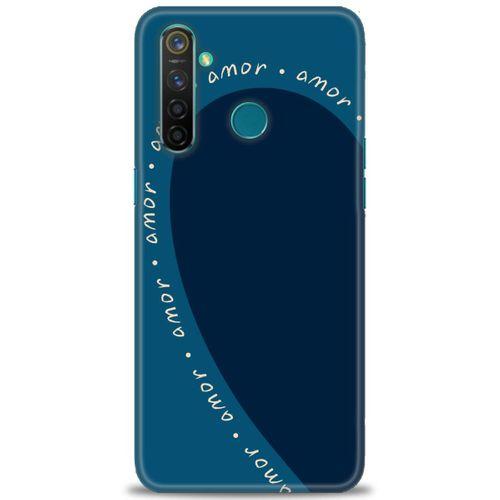 Realme 5 Pro Kılıf HD Baskılı Kılıf - Amor Mavi + Tam Ekran Koruyucu