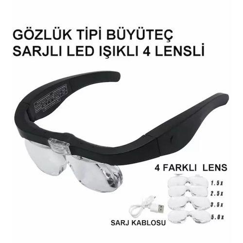 - Şarjlı Gözlük Büyüteç  4 Farklı Lens -11537dc