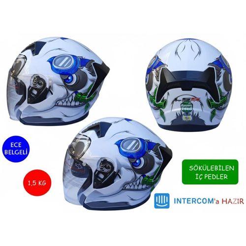 SEVGENT Kask Lss Çenesiz Vizörlü Beyaz (D) M Beden