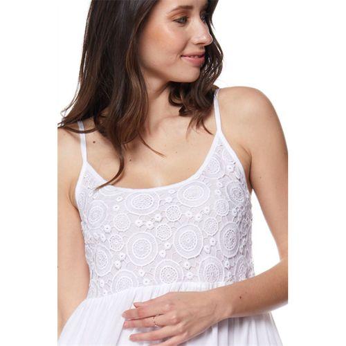 Şile Bezi Beyaz Askılı Dantelli Elbise